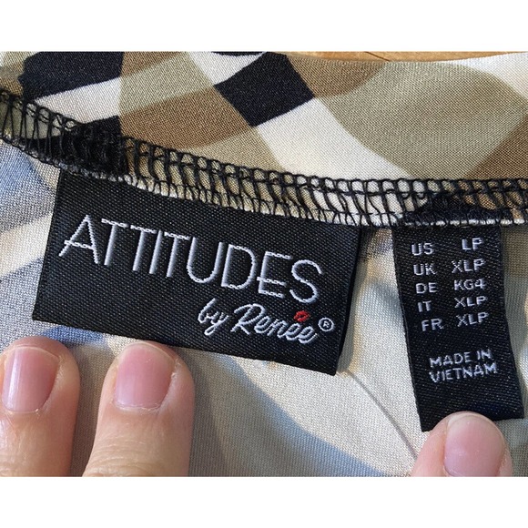 NEW Attitudes by Renee Set of 2 Zebra Knit Godet Top Petite Large Women’s Taupe - Picture 4 of 9